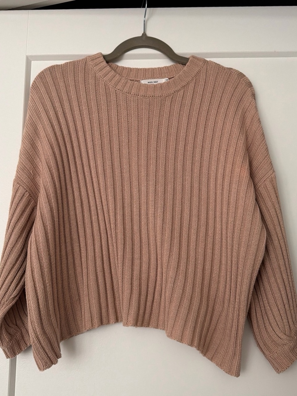 Mod Ref Oversized Ribbed Crewneck Sweater in Dusty Rose